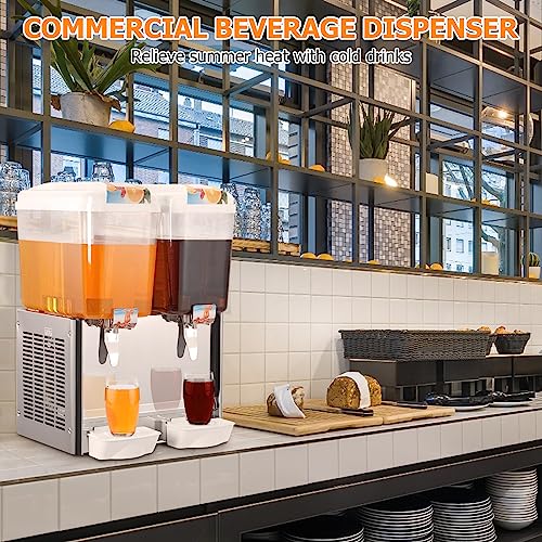 Commercial Beverage Dispenser, 2 Tanks 9.5 Gallon 36L Commercial Juice Dispenser, 18 Liter Per Tank, 280W Stainless Steel Food Grade Ice Tea Drink Dispenser with Thermostat Controlle : Home & Kitchen