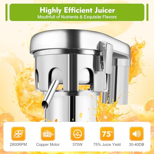 Commercial Juice Extractor Juicer Machine Electric Fruit and Vegetables Juice Maker Stainless Steel Constructed Centrifugal Juice Extractor Juice Press Machine 2800r/min 370W: Home & Kitchen