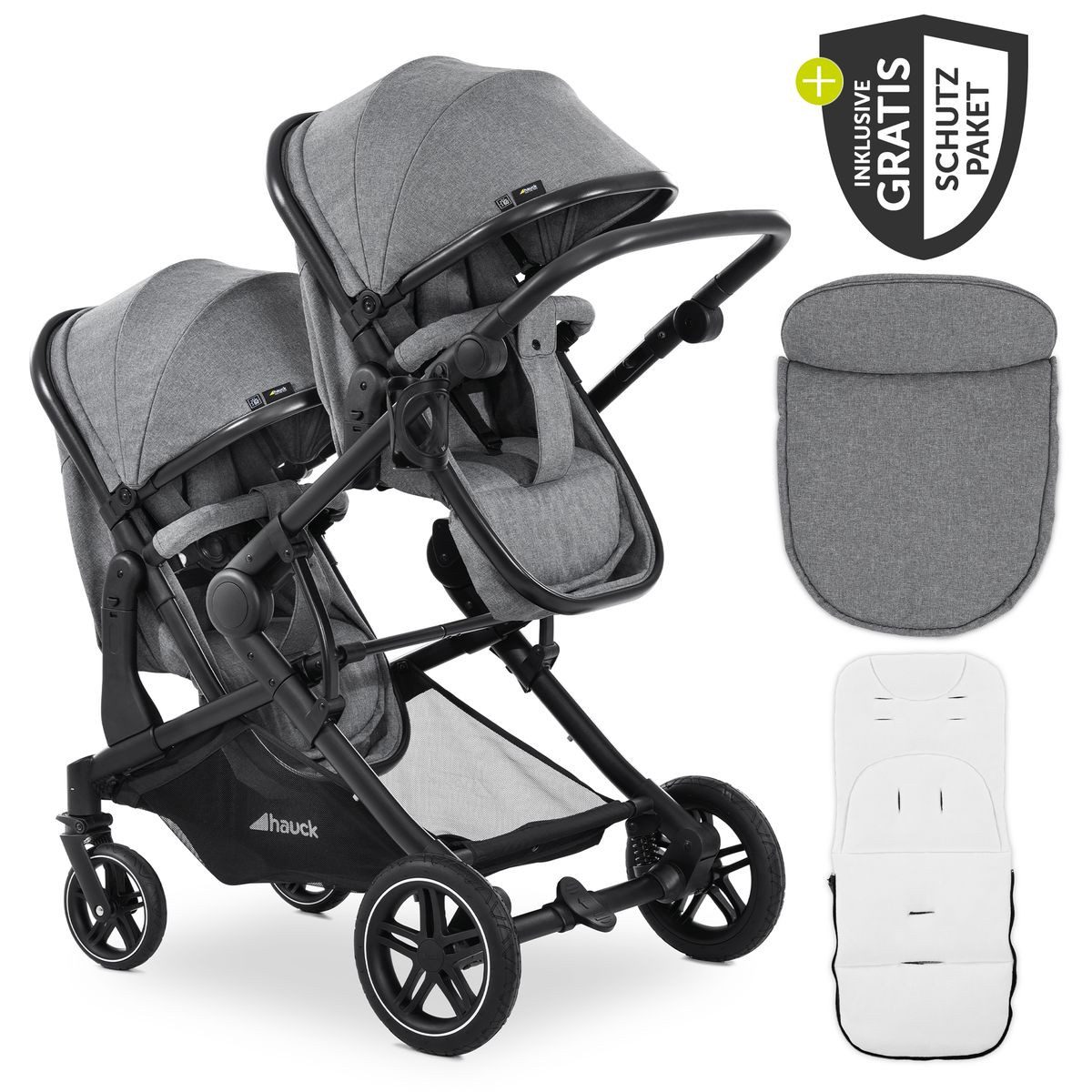 Zwillingsbuggy Atlantic Twin - Melange Grey