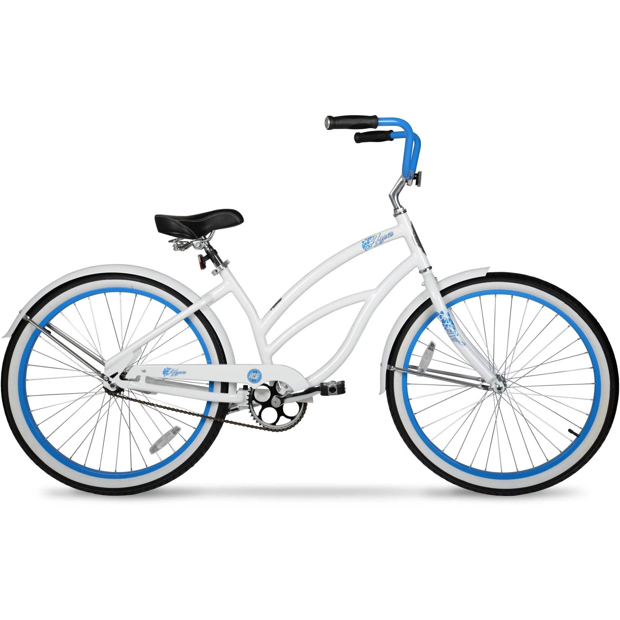 Hyper Women&rsquo;s 26&prime;&prime; Beach Cruiser Bike, Lightweight Aluminum, Single Speed, White/Blue