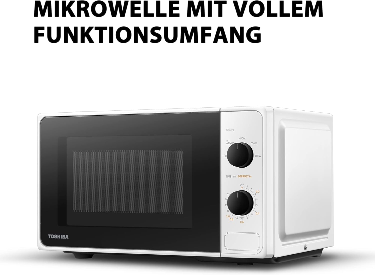 Toshiba MW2-MM20PF(BK) Freistehend Mikrowelle/Solo-Mikrowelle / 20L / 800W / 5 Leistungsstufen mit praktischer Auftaufunktion/LED-Beleuchtung im Innenraum/Schwarz