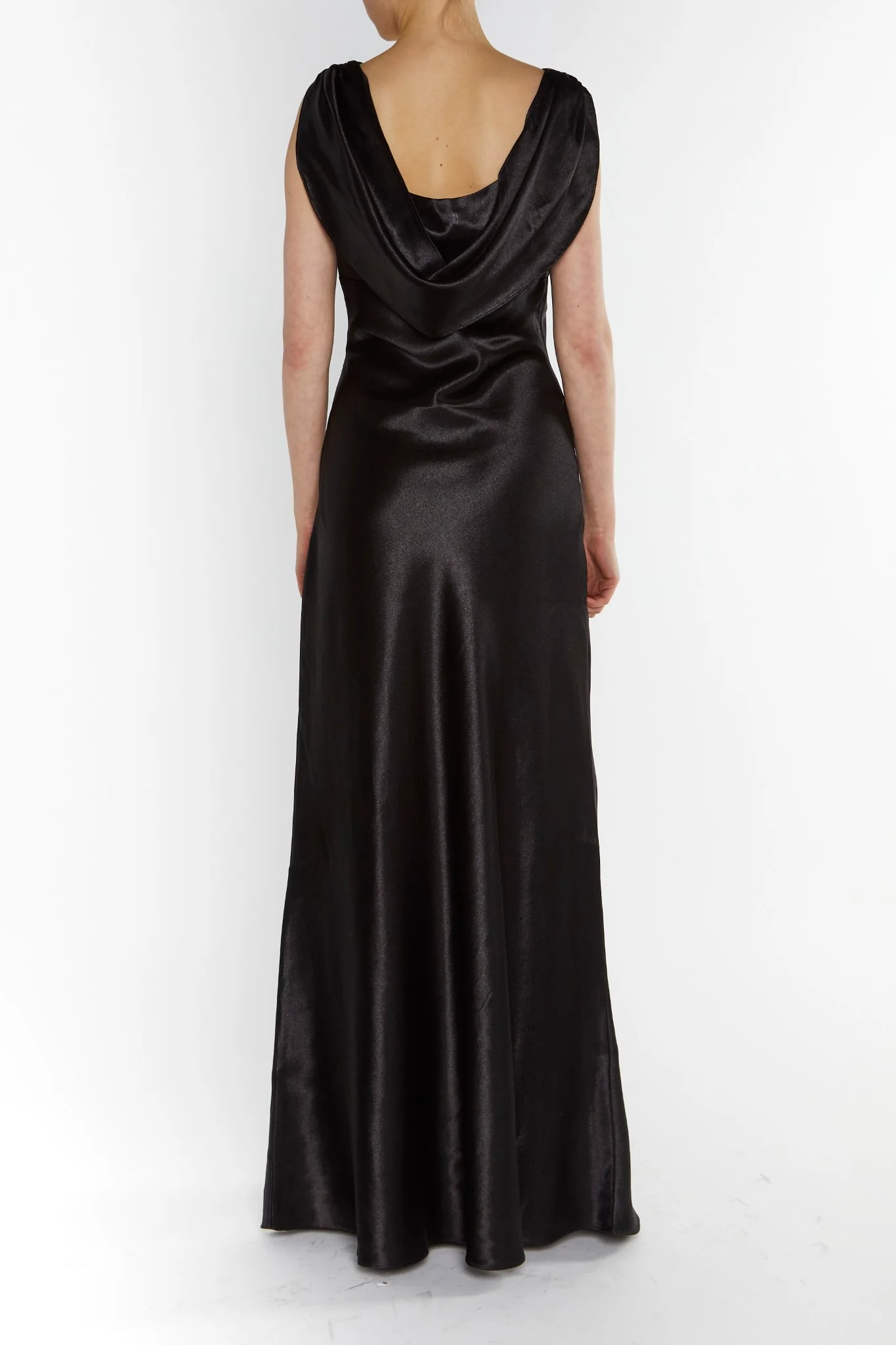 Natalie Black Cowl-Back Maxi Dress