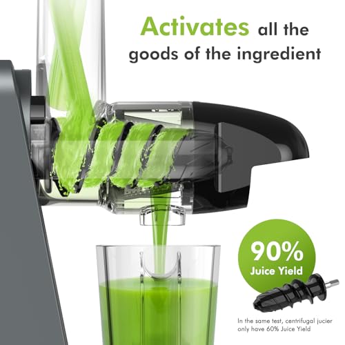 Cold Press Masticating Juicer Machine   2 Speed & Reverse Function for Vegetables, Fruits, Celery | Quiet Motor, BPA Free, Easy to Clean with Brush | Slow Juicer for Nutrient Rich Juices: Home & Kitchen