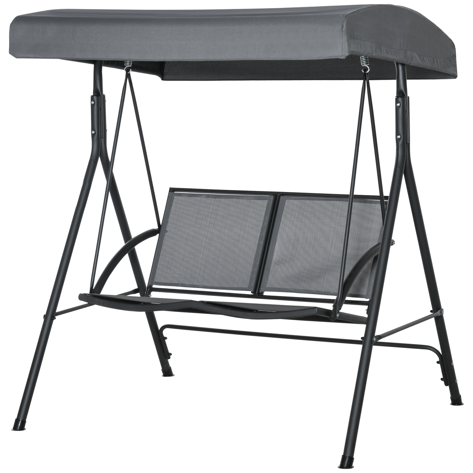 Outsunny 2-Sitzer Gartenwippe mit verstellbarem Sonnendach, 140x118x162cm Grau