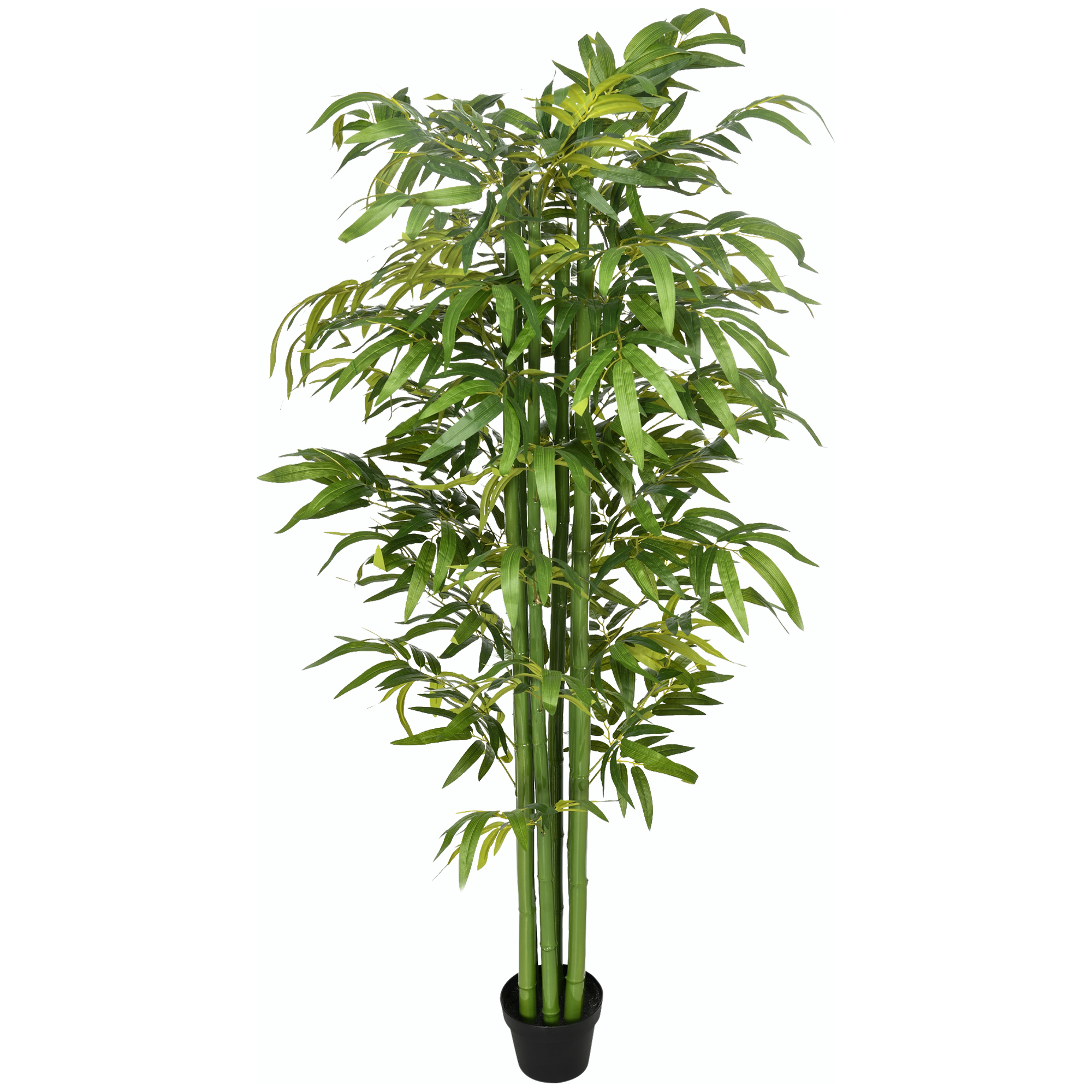 HOMCOM Kunstbambus, realistisches Aussehen, mit Blumentopf, für Indoor, 180 cm, Grün/Schwarz