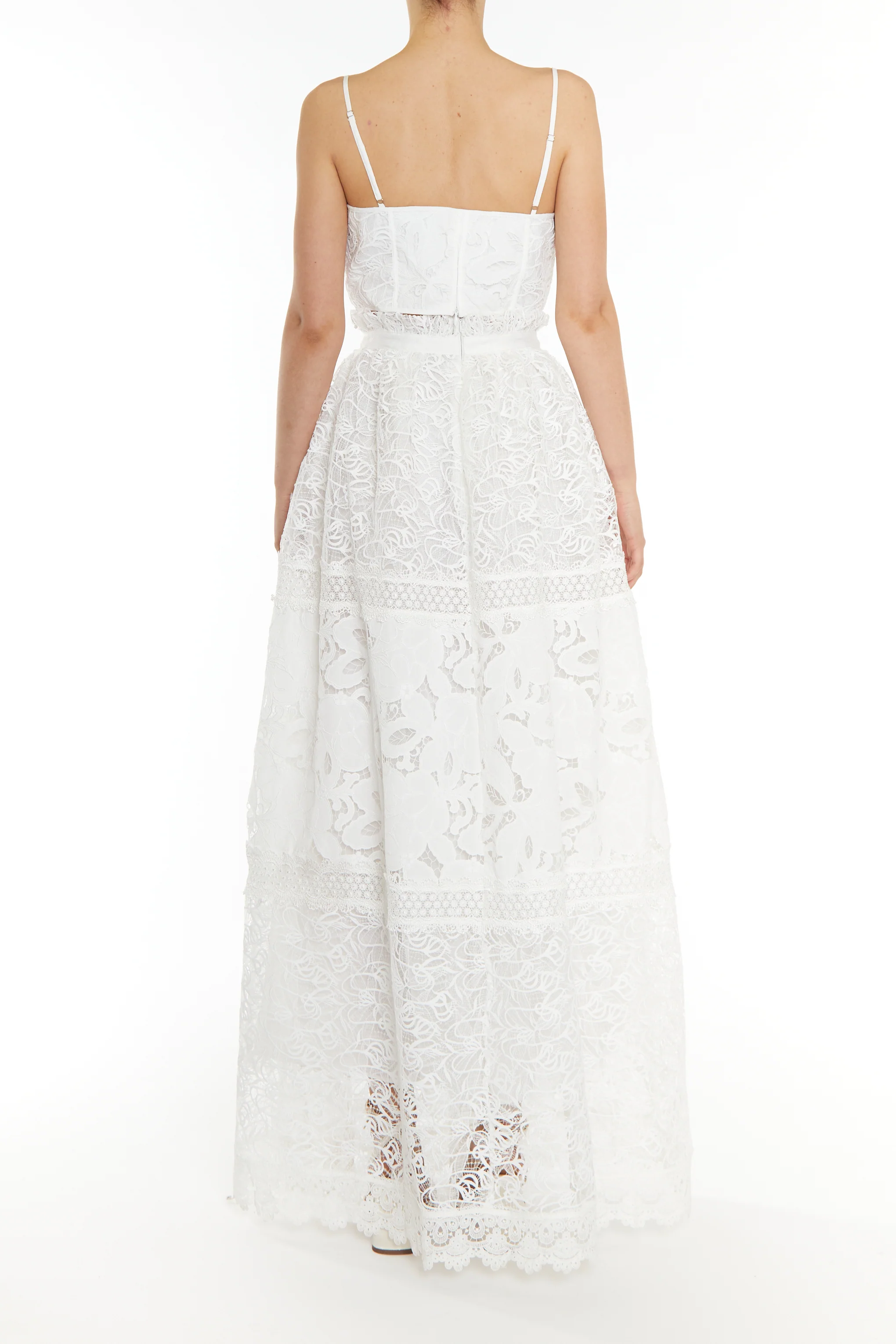 Melissa Co-ord White Patchwork Lace Corset Style Crop Top