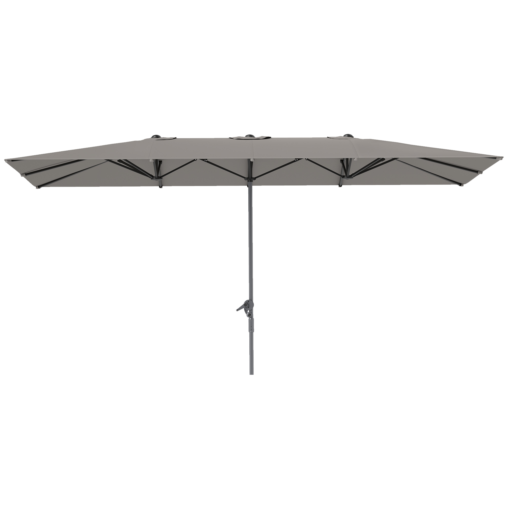 Outsunny Doppelseitiger Schirm, 451 x 264 cm Sonnenschirm mit Kurbelsystem, 12 Metallstreben, Aluminiummast, Dunkelgrau