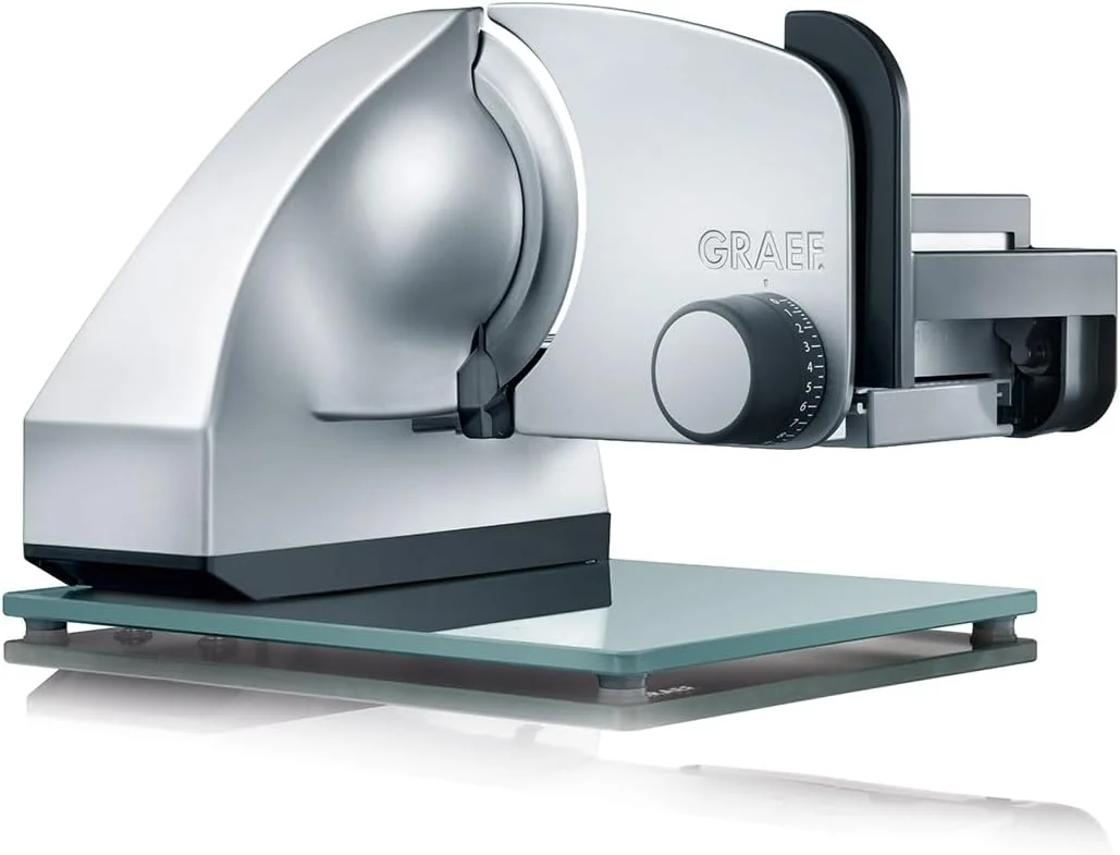 GRAEF Master M90, Vollstahlmesser Ø 170 mm für feinste Schnitte, Schnittstärke 0-20 mm, 170 W, Elektrischer Allesschneider, Made in Germany, Silber