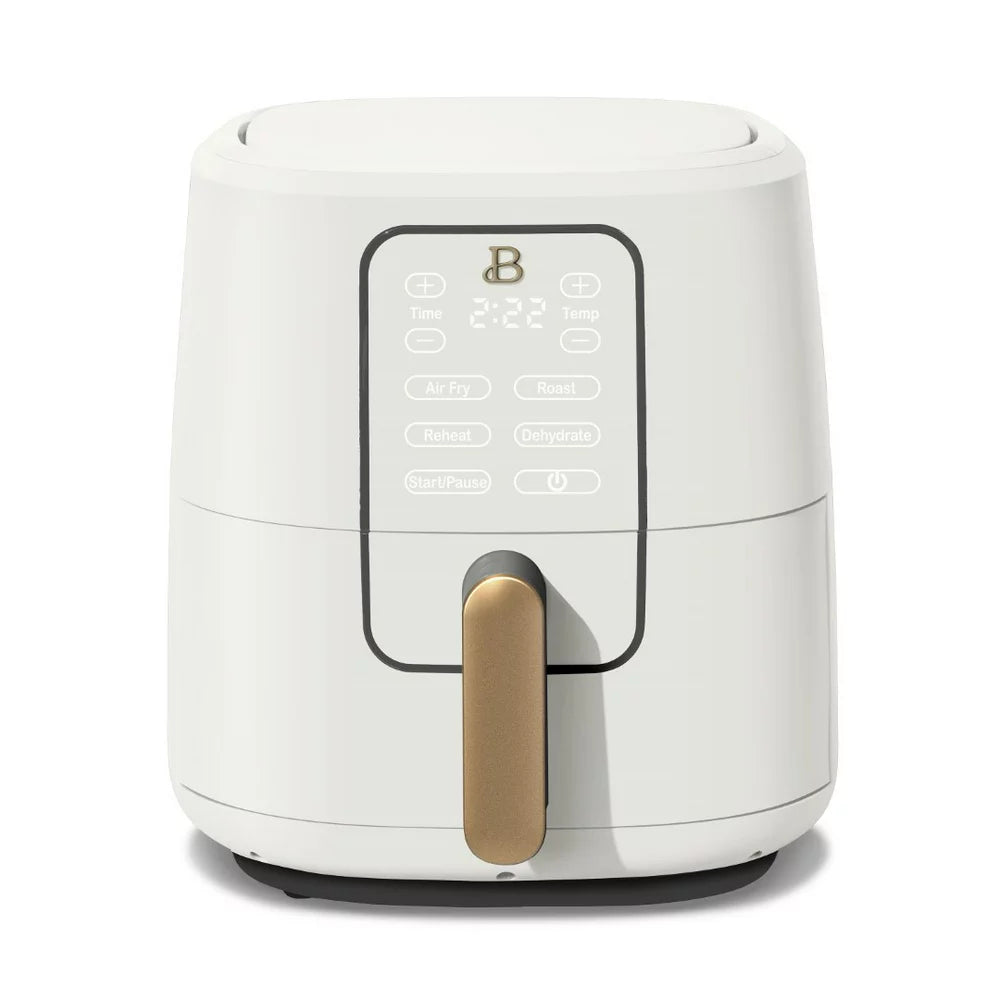 Drew Barrymore Beautiful 6 Quart Air Fryer with TurboCrisp Technology, Touch Display, White