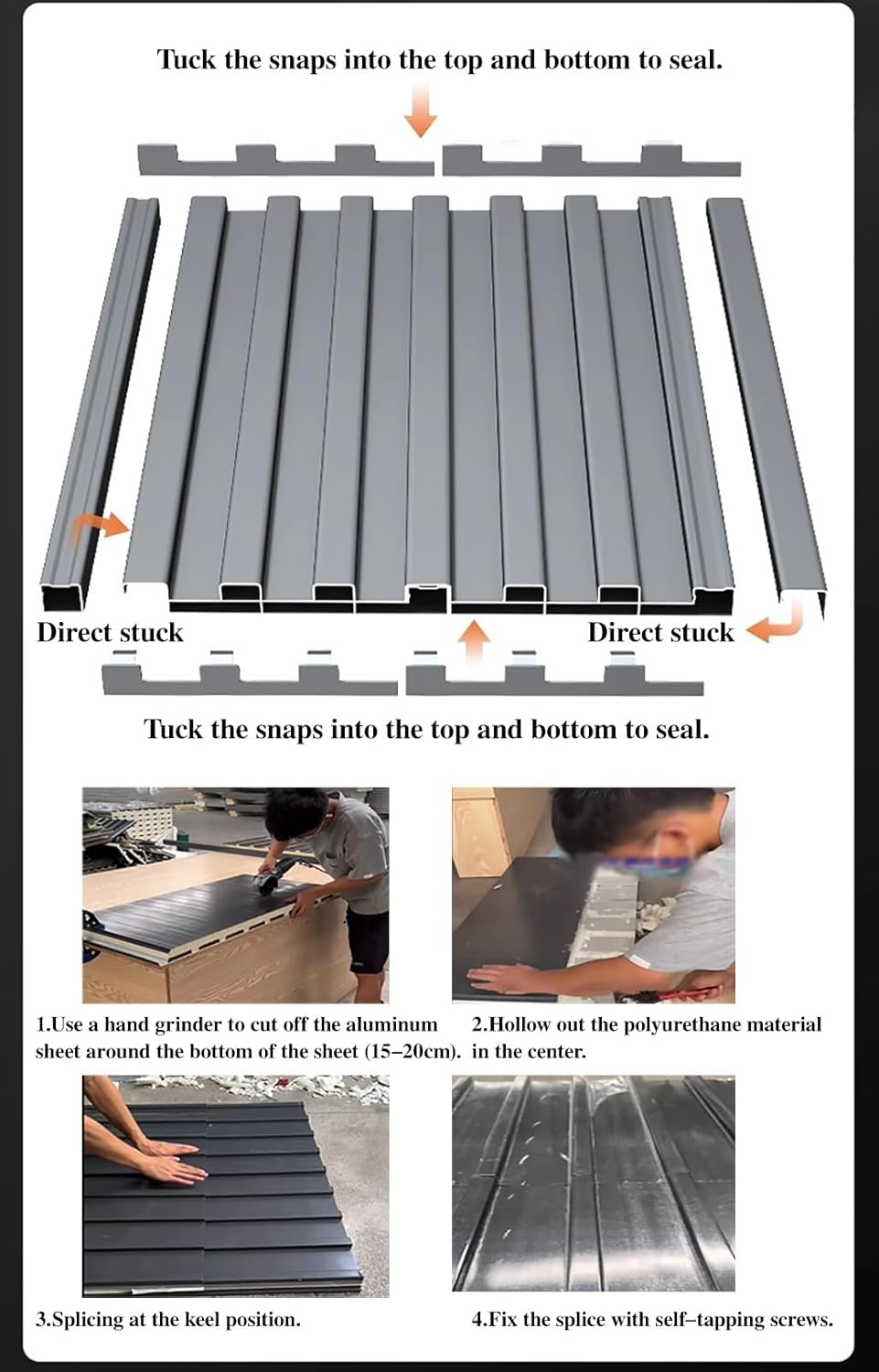 Aluminium-Isolierdachplatten, Terrassen- und Balkonabdeckungen, Allwetterplatten, Wellkunststoffkern, Balkondachabdeckung, Regenschutz für Wohnungen