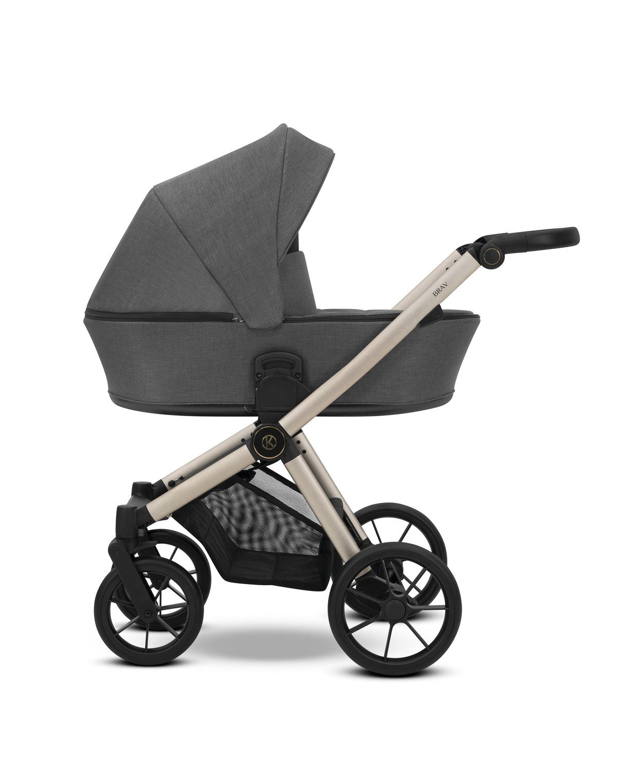 Kombi-Kinderwagen BRAV 2 in1 Kinderwagen mit Champagner Rahmen und Gelrädern