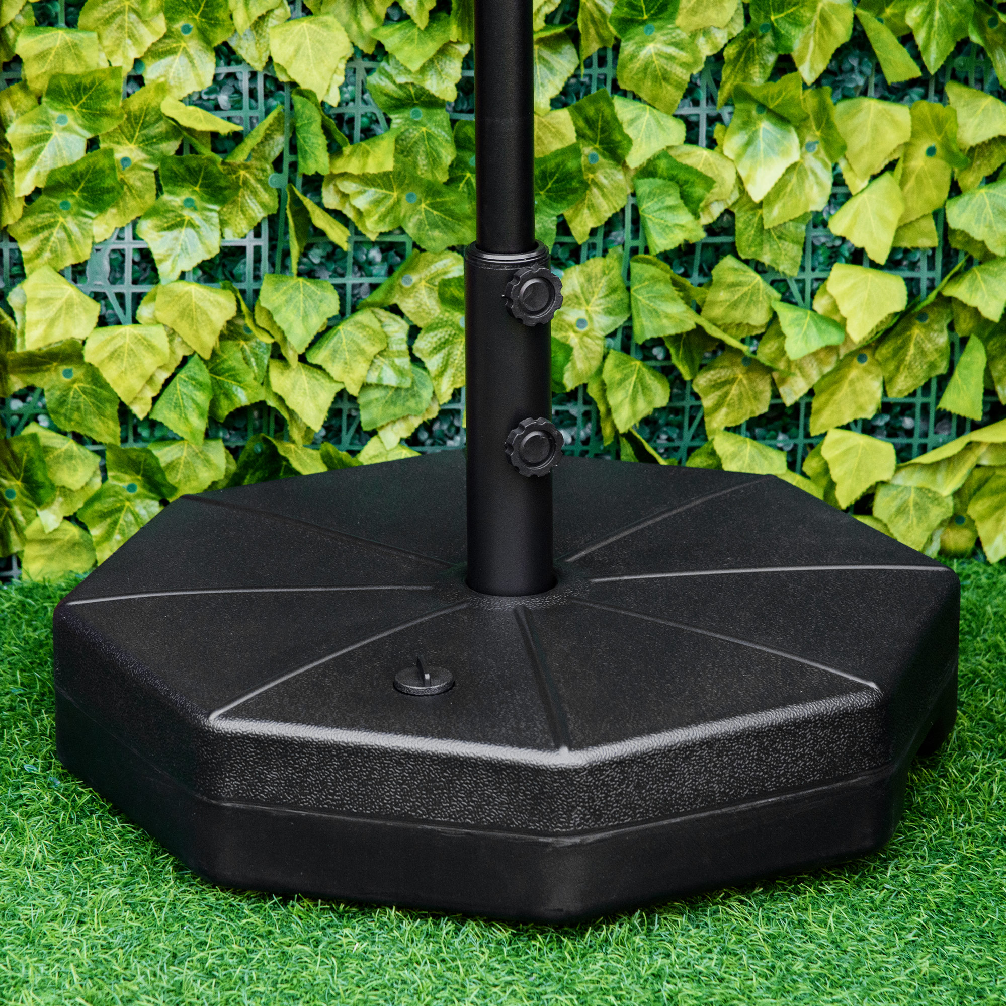 Outsunny Sonnenschirmständer bis 40kg befüllbar Schirmständer achteckig Schirmhalter, Schirmgewicht, Ständer für Sonnenschirm 38/48mm Rohrdurchmesser, für Balkon, Terasse, Garten, Schwarz
