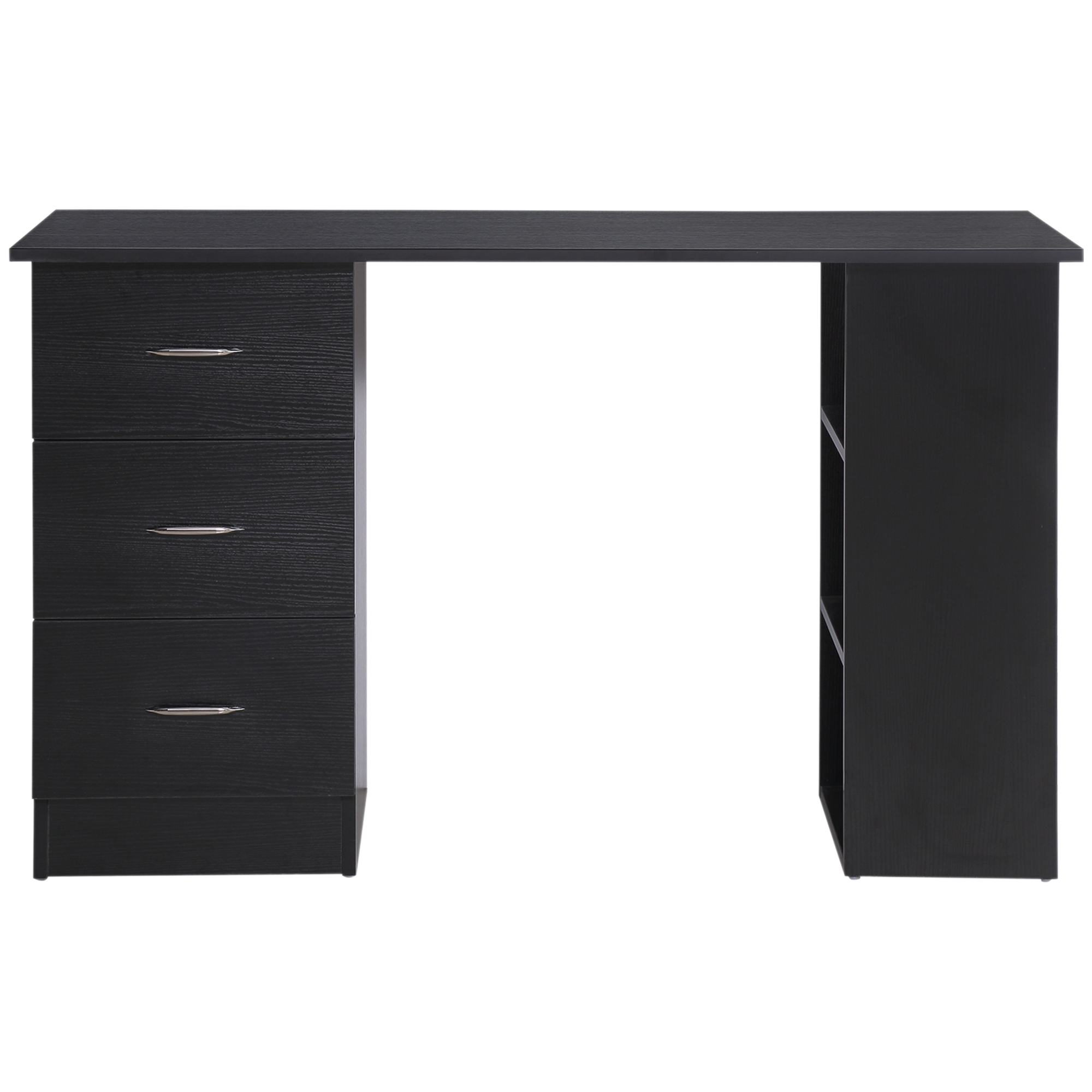 HOMCOM Computertisch Büromöbel 3 Schubladen + 3 Regale Große Arbeitsplatte 120L x 49B x 72H cm MDF Schwarz