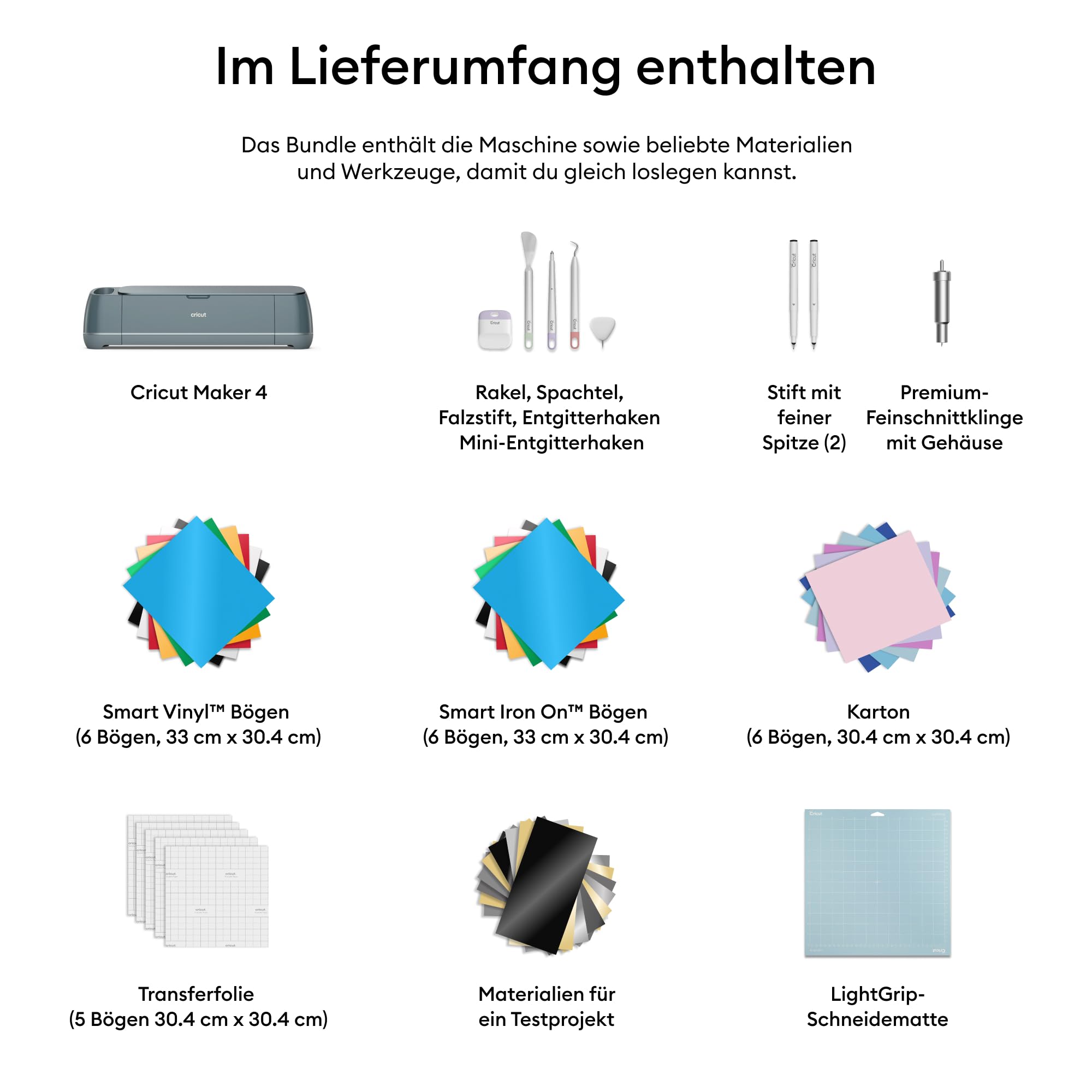 Schneideplotter Maker 4 Essentials-Paket für über 300 Materialien Vinyl Bügelfolie Karton und Leder Grau