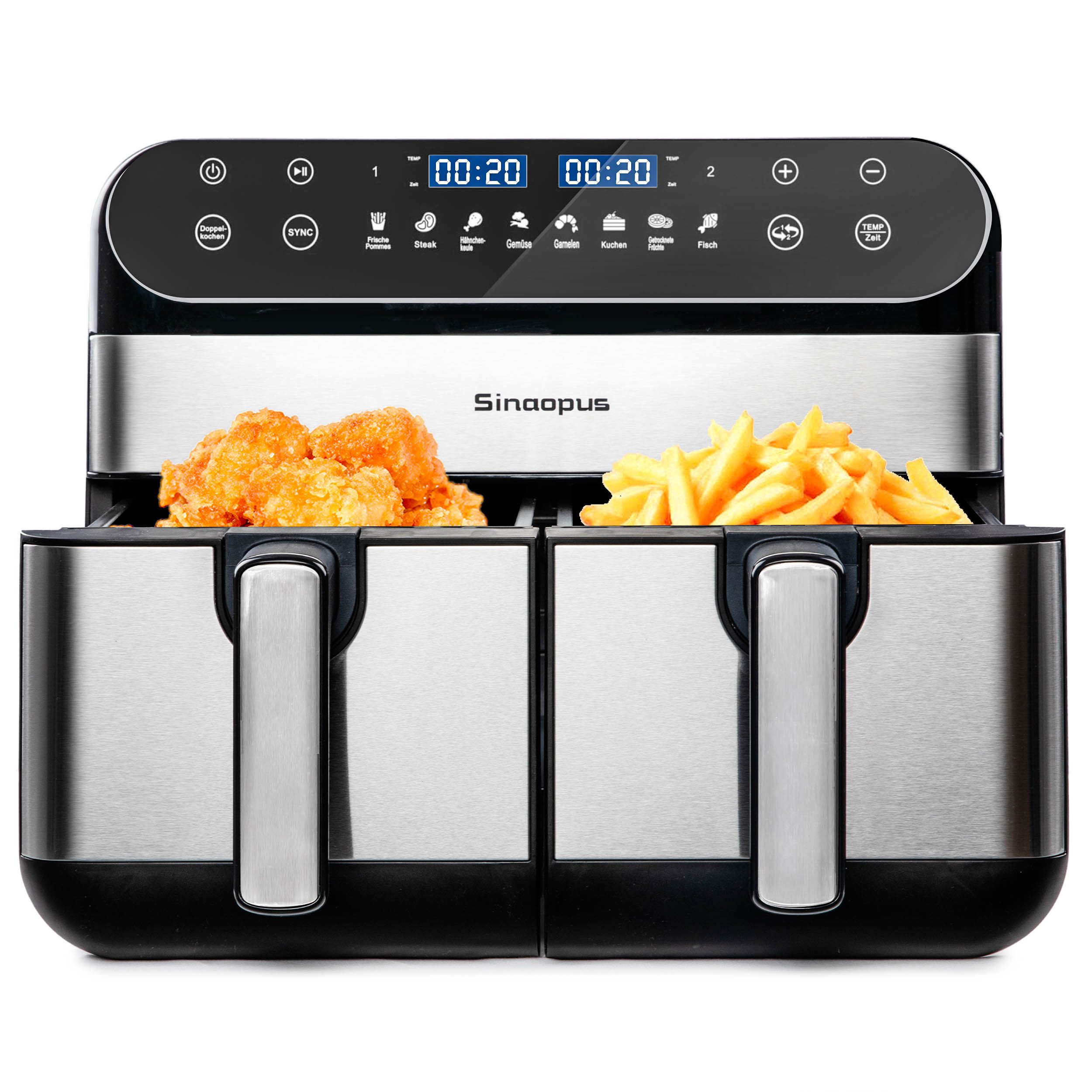 Heißluftfritteuse 10 L XXL Dual-Zone Airfryer – 8 Kochfunktionen