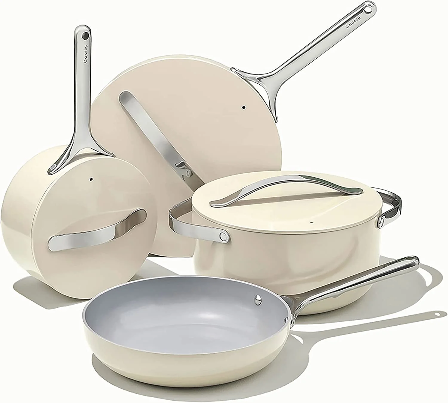 Caraway Nonstick Ceramic Cookware Set (12 Piece) Pots  Pans  Lids and Kitchen Storage - Non Toxic  PTFE &amp; PFOA Free - Oven Safe &amp; Compatible with All Stovetops (Gas  Electric &amp