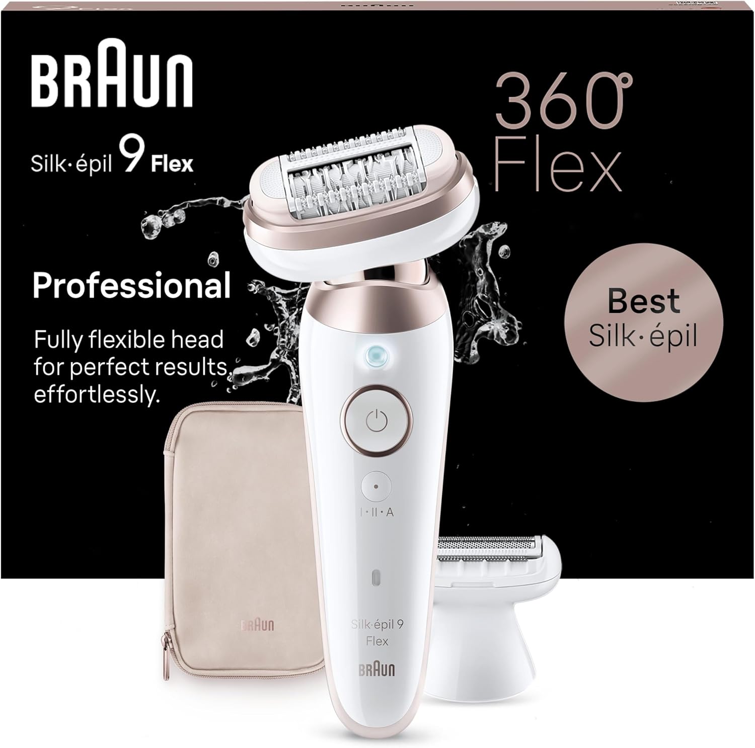 Braun Silk Epil 9 Flex Epilatore Elettrico Donna, Rasoio Elettrico Donna Con Testina Flessibile a 360° Per Epilazione Semplice, Wet & Dry, Pelle Liscia a Lungo, Idea Regalo, 9-030 3D, Bianco/Rosa