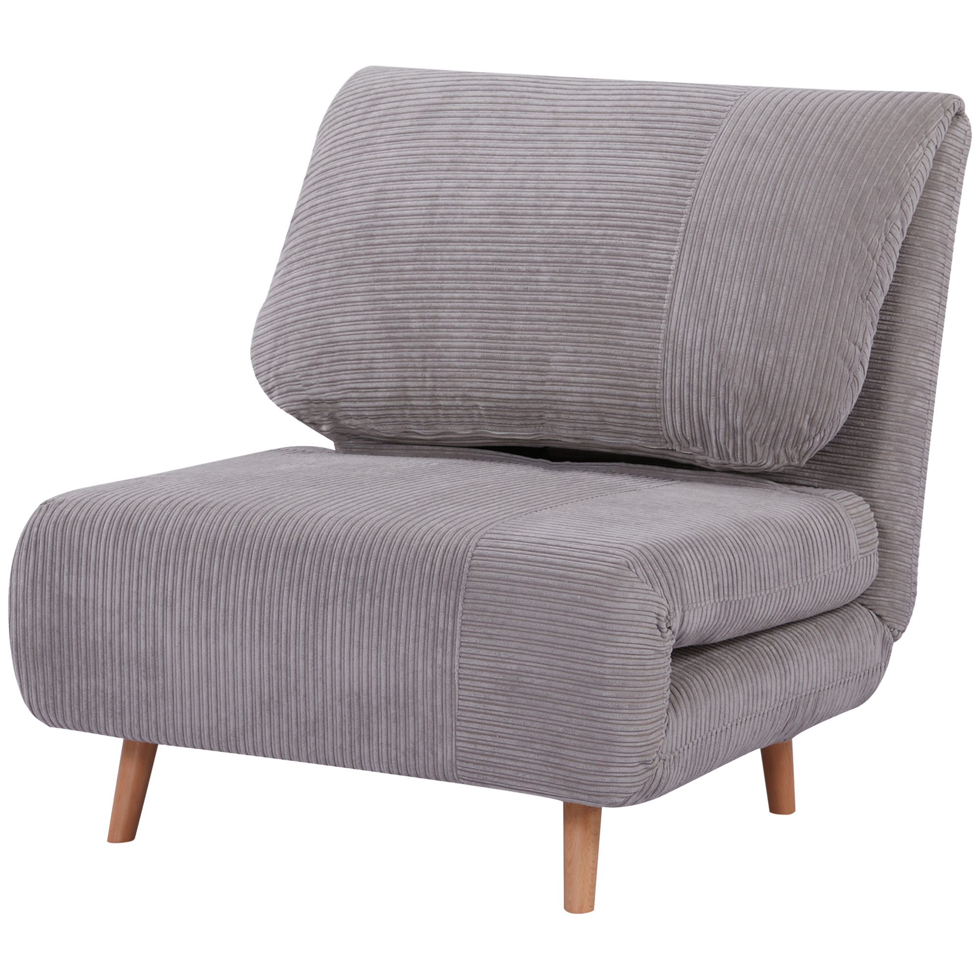 HOMCOM 2-in-1 Schlafsessel Gästebett, bis 200 kg, verstellbare Kopfstütze Cord-Optik 82 cm x 8 cm x 83 cm Grau