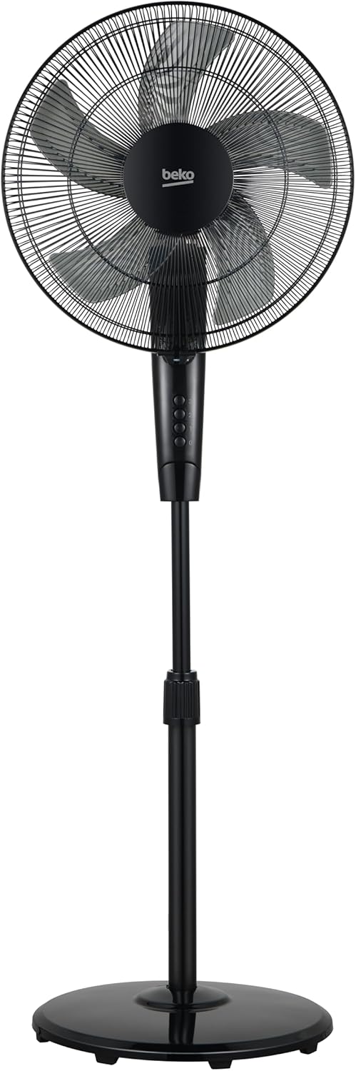 Beko - EFS5100B - Pedestal Fan, 45 W, 3 Speed, Adjustable Height and Tilt - Black, 45.2 x 40 x 135 cm