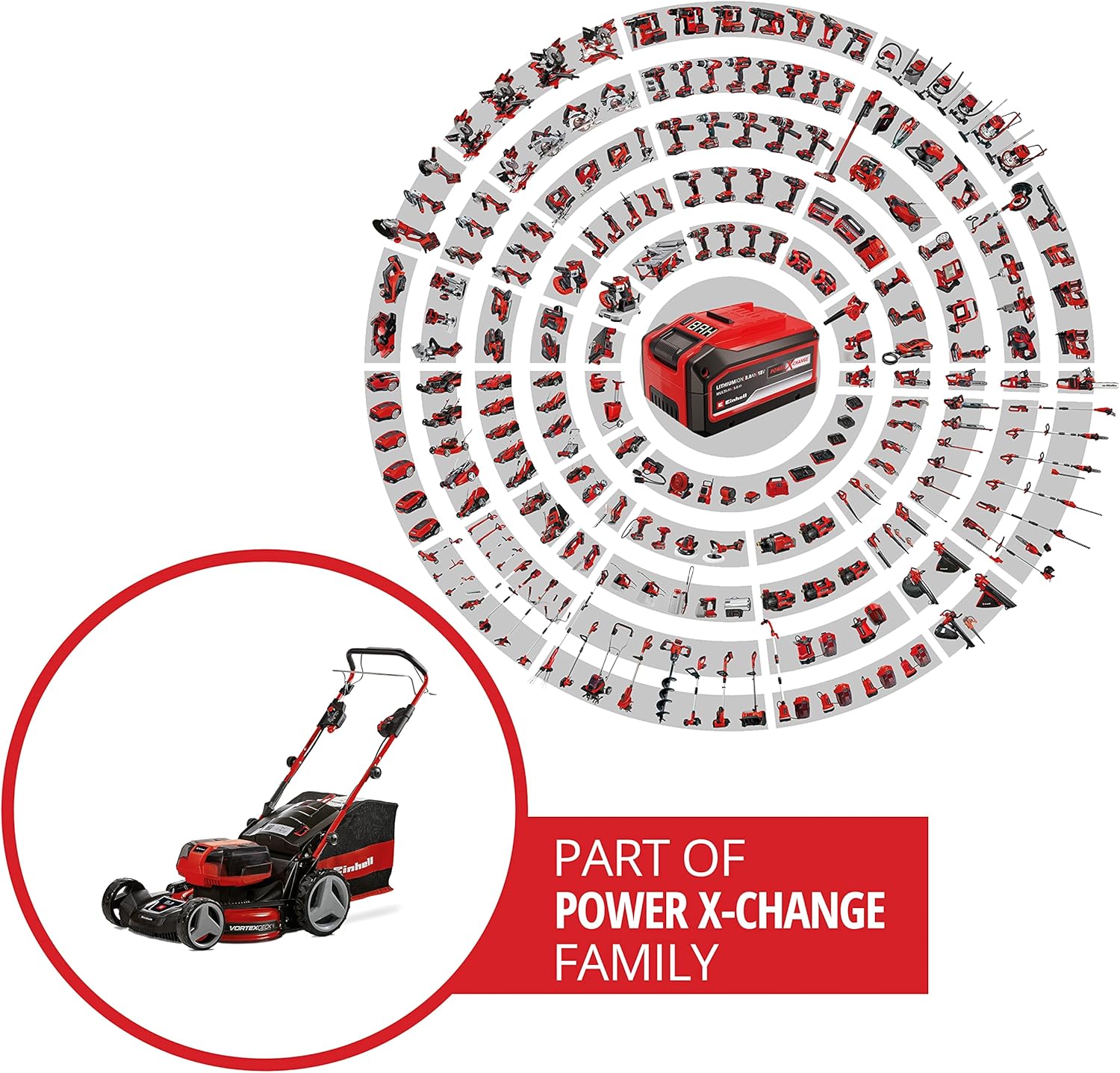 Einhell Professional Tosaerba a batteria GP-CM 36/47 S HW Li Kit Power X-Change (36 V, 47 cm larghezza di taglio, 700 m², trazione semovente, Brushless, funzione mulching incl. 4x 4,0 Ah batteries, 2x