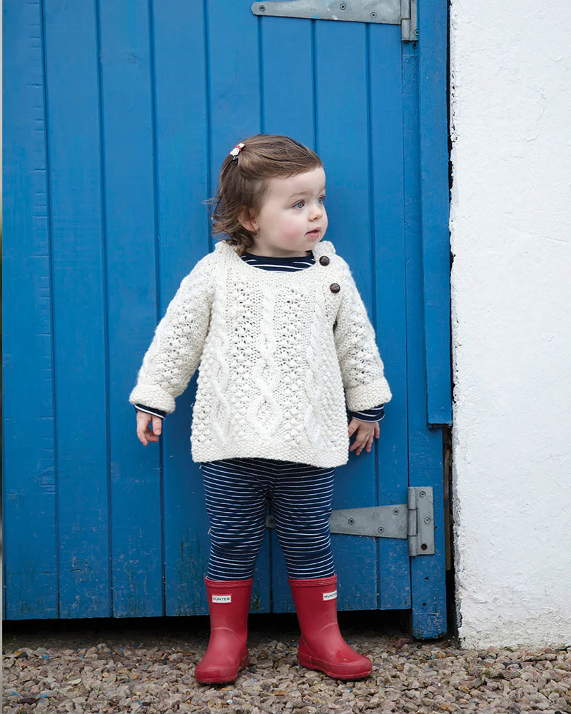 Baby Handknit Side Fastening Hoodie , Natural
