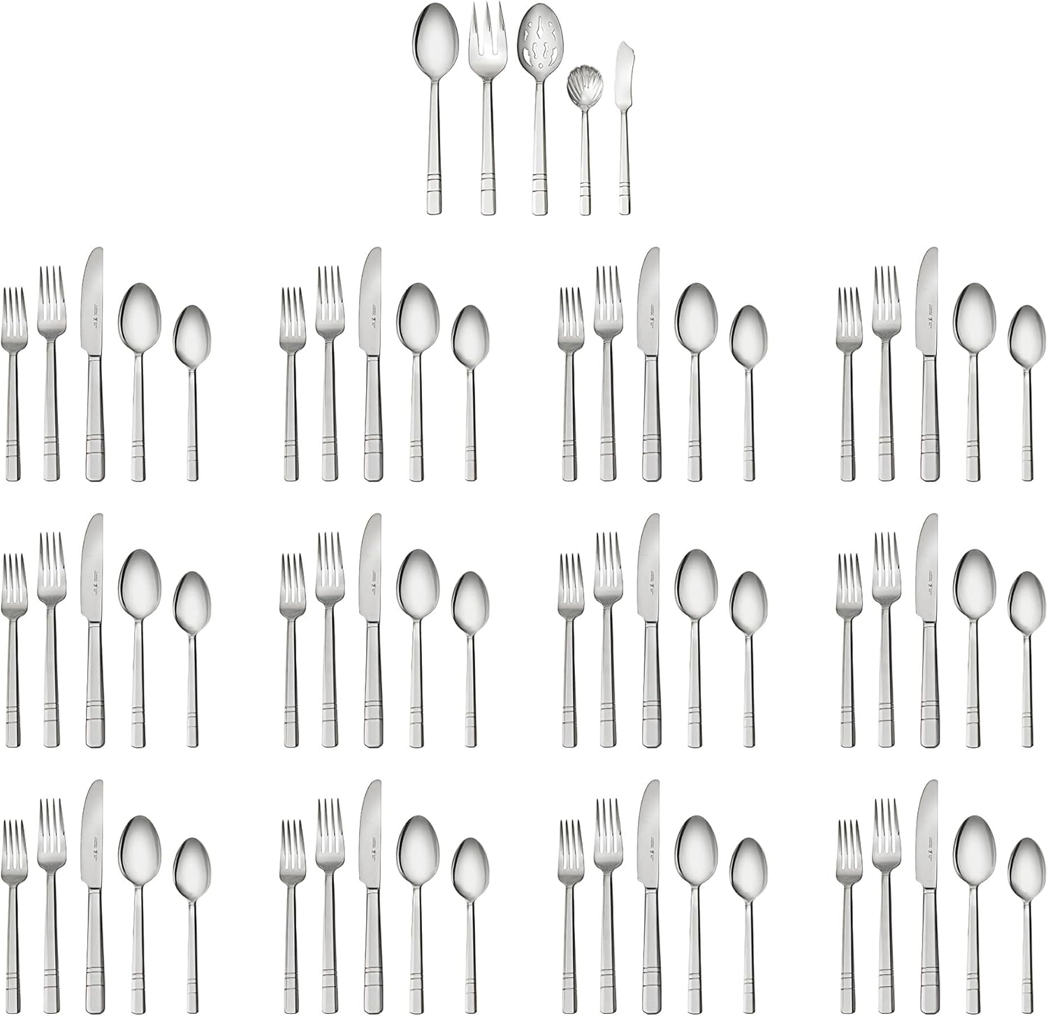 Henckels Madison Square 65-piece Flatware Set,18/10 Stainless Steel, Silver