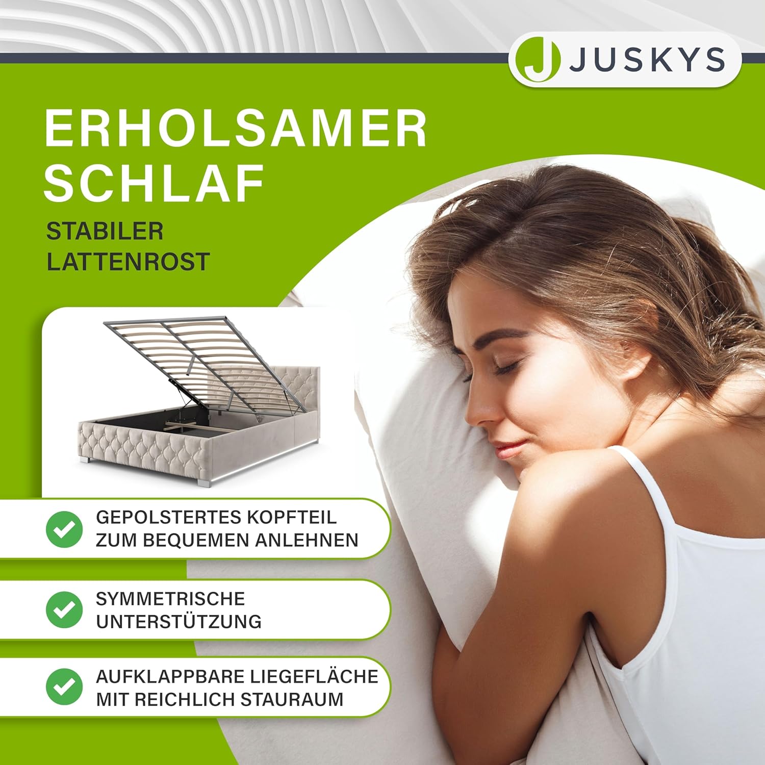 Juskys Polsterbett Nizza 120x200 cm mit Matratze, Bettgestell mit Lattenrost, Stauraum & LED Beleuchtung, Samtbezug, Chesterfield-Steppung, Beige