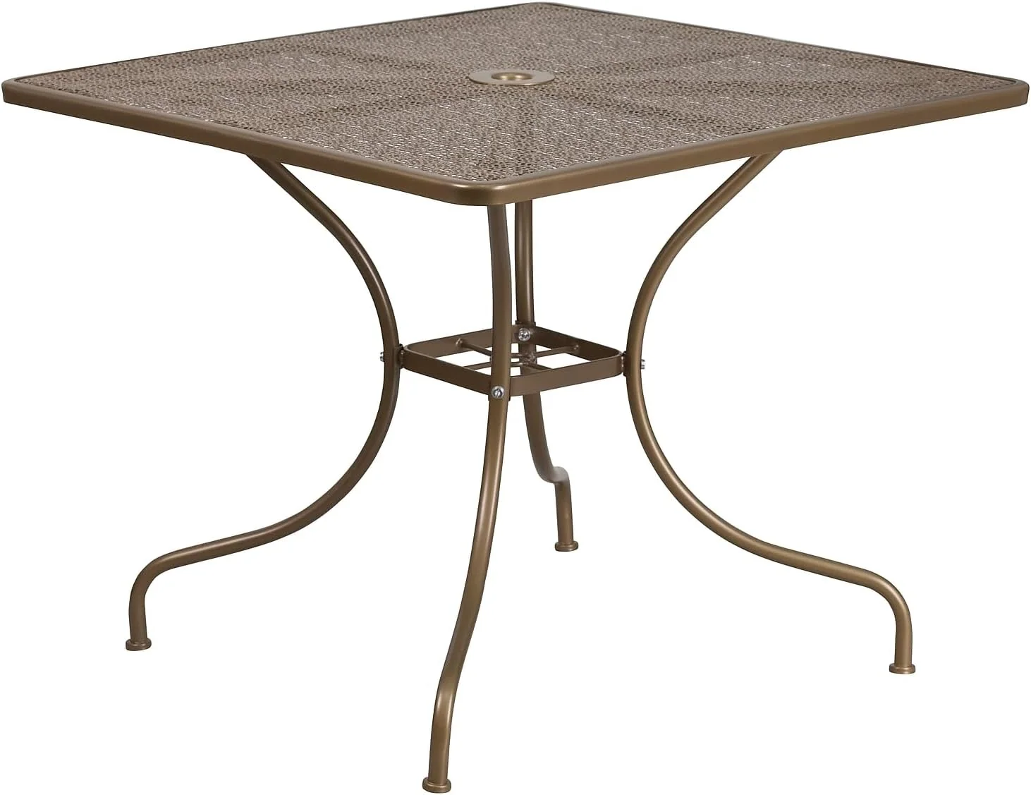 Flash Furniture Esstisch, 90,2 cm, Bronze, Oia Terrassentisch aus Stahl für drinnen und draußen, quadratisch, mit Schirmloch