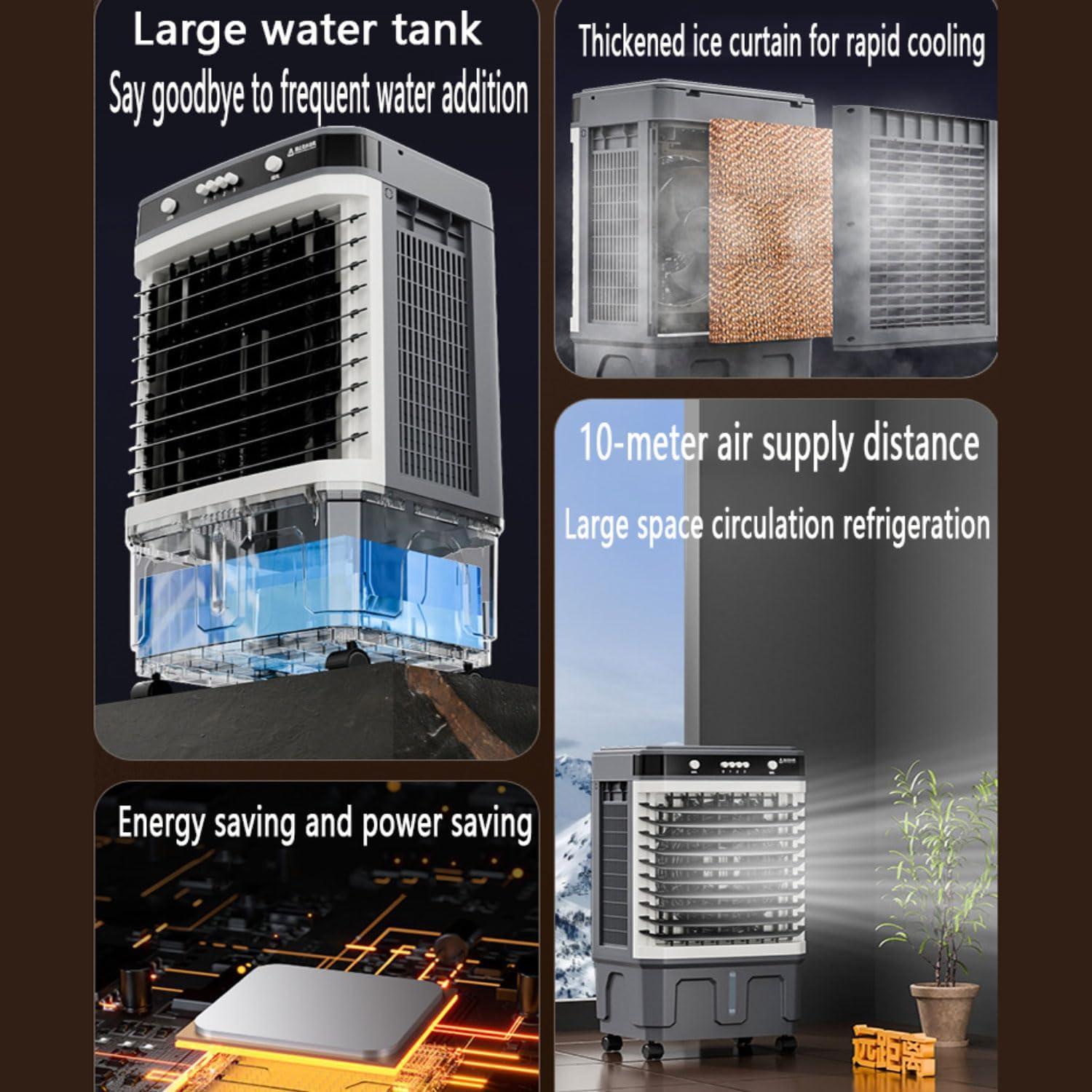 Verdunstungskühler, abluftlose Klimaanlage, großer Wassertank, 4 Kühlakkus, Fernbedienung, 12H-Timer, 120° Oszillation, mobiler Ventilator mit 3 Stufen, tragbares Klimagerät für Schlafzimmer