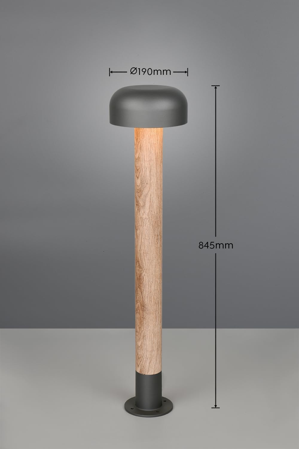 Trio Leuchten Außen Wegeleuchte Fraser 462560135, Aluminium Druckguss Anthrazit/Print Holznachbildung, exkl. 1x E27