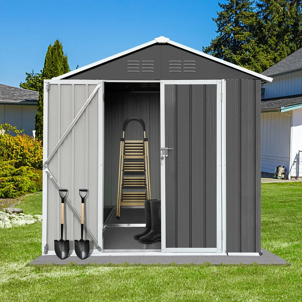 Seizeen 6' X 4' Outdoor Metal Storage Shed, Tools Storage Shed with Lockable Doors