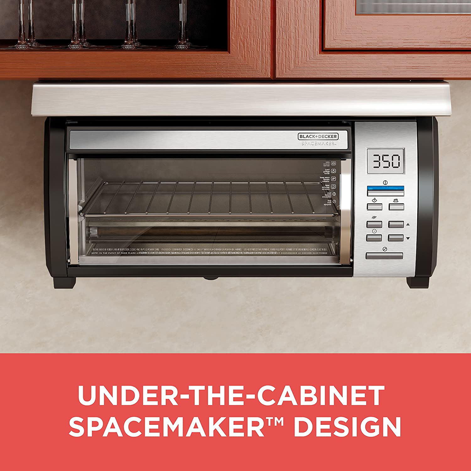 BLACK DECKER SpaceMaker Under Counter Toaster Oven, Digital Controls, Black/Stainless Steel, Fits 9&prime;&prime; Pizza or 4 Slices