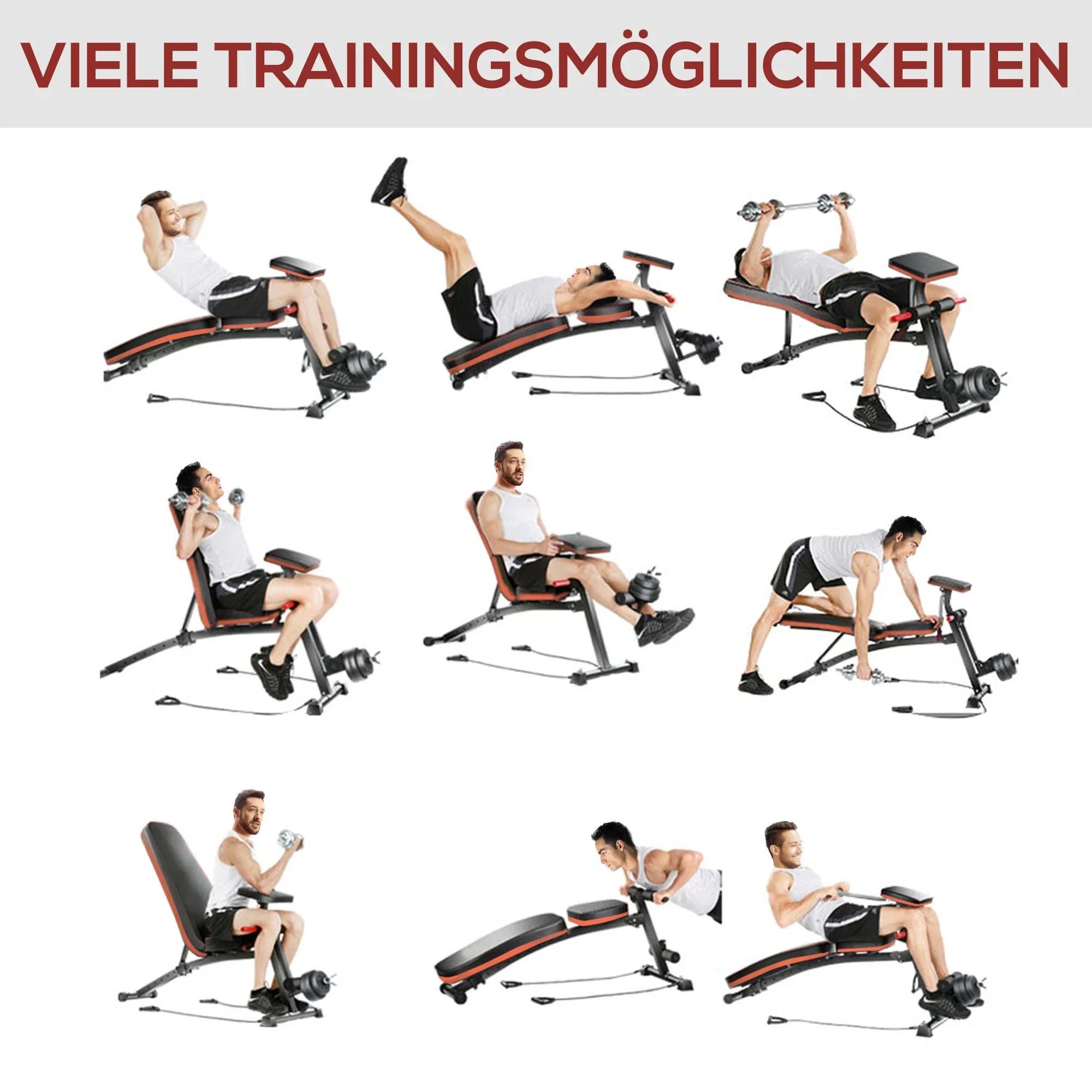 HOMCOM Halterbank multifunctioneel opvouwbaar 7-voudig verstelbaar