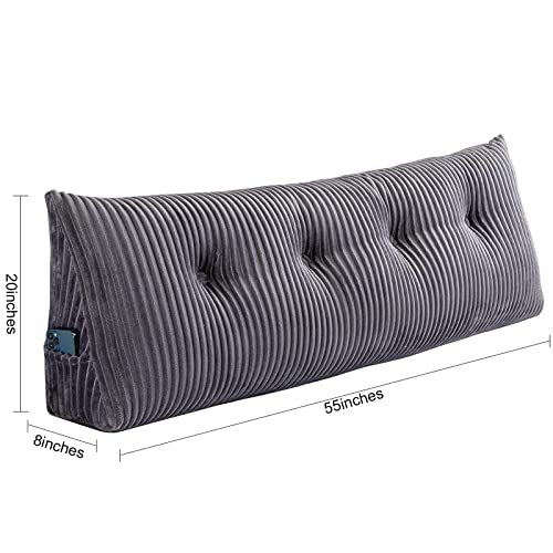 SLIGUY Cuscino Schienale, Cuscino Cuneo da Lettura Triangolare Cuscino per la schiena per divano Per Testiera Imbottita Cuscino Per Lettino Da Giorno Schienale Lettura(140 x 50 x 20 cm,grigio) : Casa e cucina