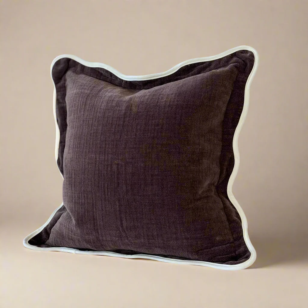 Chocolate Brown Cushion with Feather Fill �C Linen Blend 45x45cm