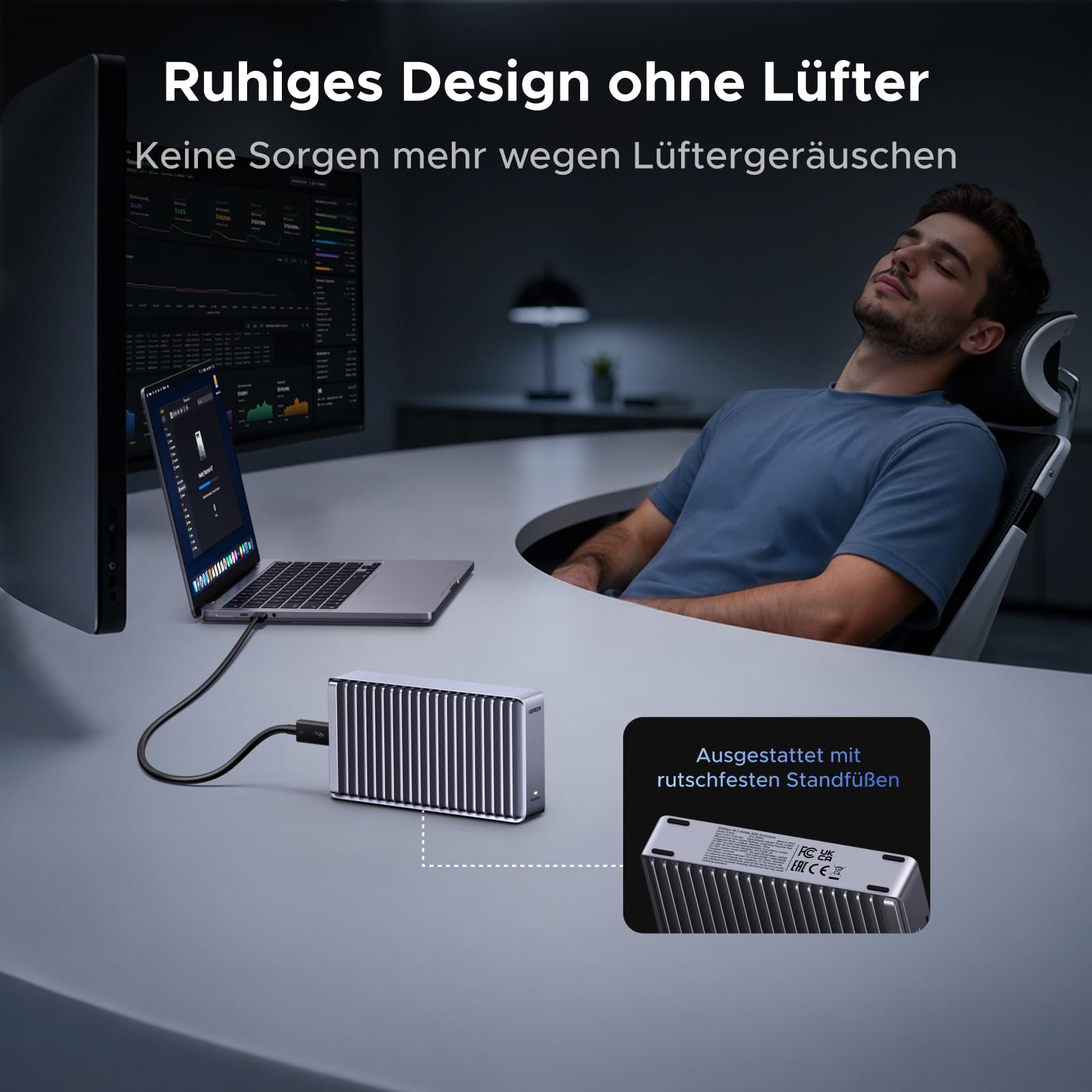 80Gbps M.2 NVMe SSD Gehäuse mit USB-C, kompatibel mit Thunderbolt 5/4 und USB4, bis zu 7000 MB/s