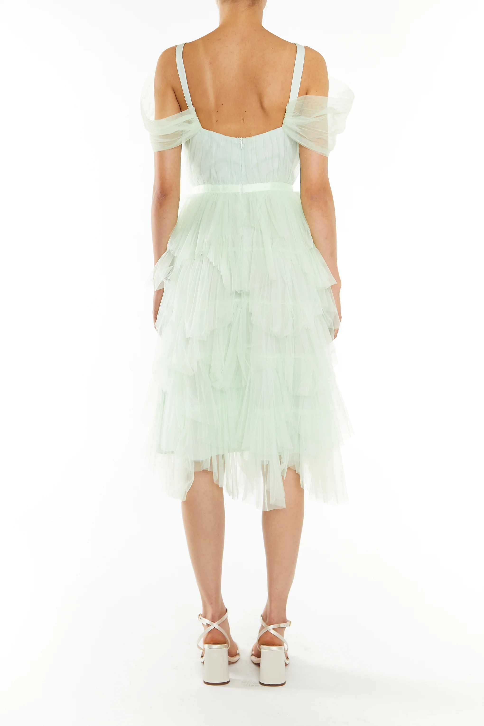 Isla Pale Lime Pleated Petal Skirt Midi-Dress