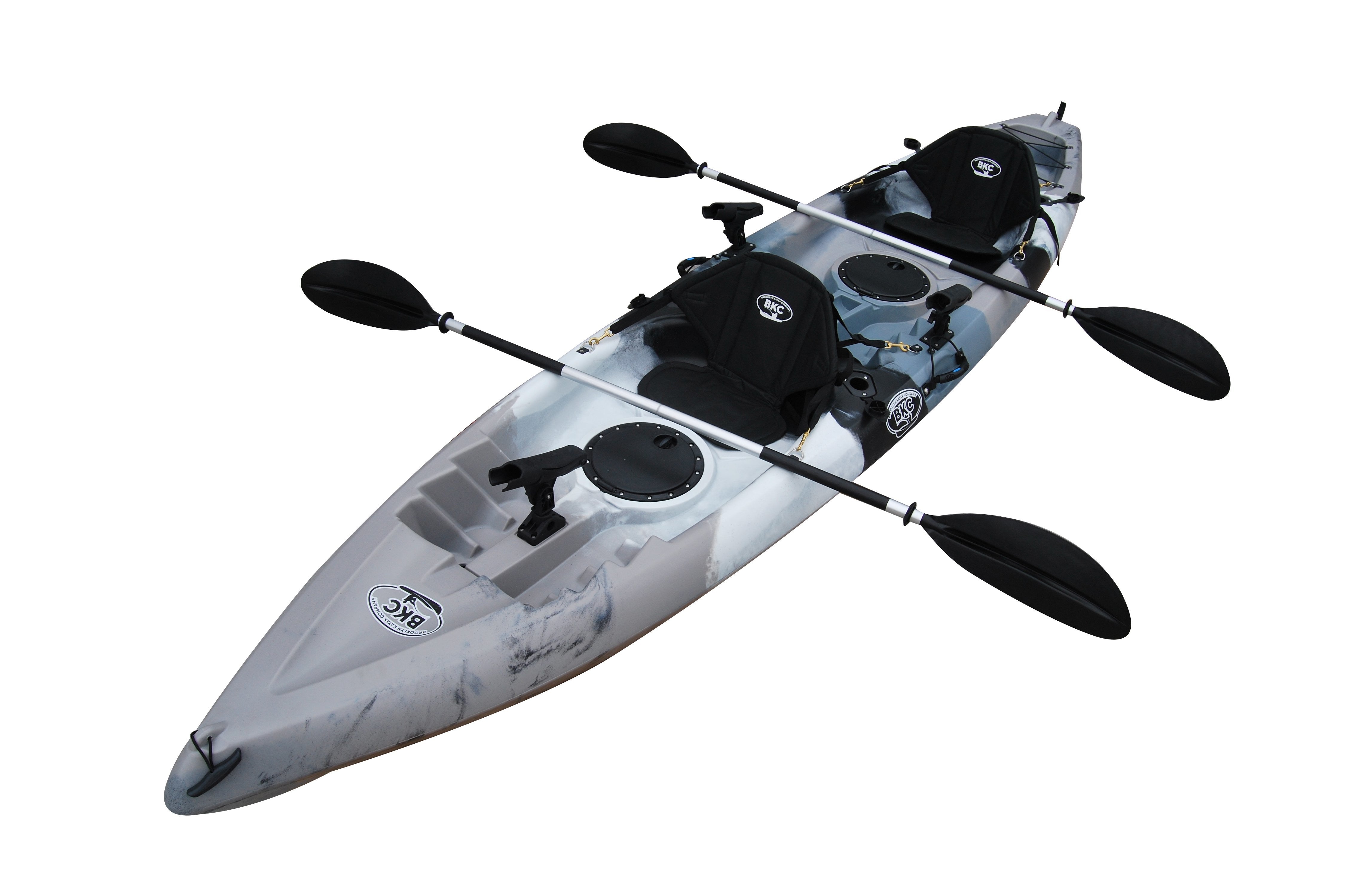 2025 BKC TK181 Visser Tandem Kajak 12 voet 8 inch voor 2 personen met gewatteerde zitplaatsen en peddels