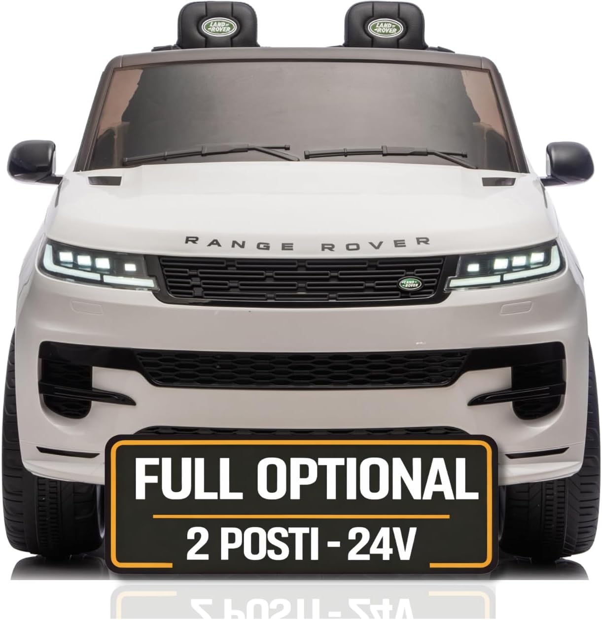 Land Rover Range Rover Sport 24V Maxi SUV Elettrico per Bambini 2 Posti - Macchina con Telecomando Sedili in Pelle Due Cinture a 3 Punti Luci LED Bluetooth Carico Massimo 60 Kg Bianco