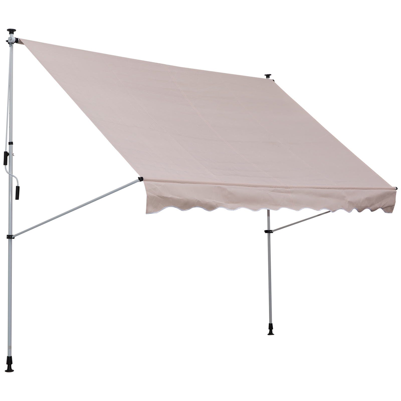 Outsunny Klemmmarkise mit Handkurbel höhenverstellbar Gelenkarmmarkise schmutzabweisend, witterungsbeständig Balkonmarkise 150cm breit Terrassenmarkise für Terrasse Balkon Veranda Cremeweiß