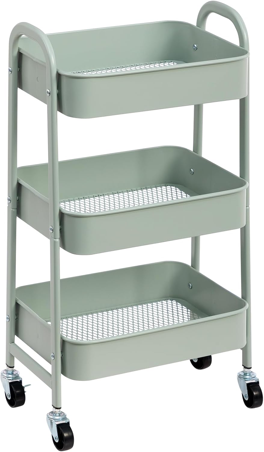 DOEWORKS Carrello con Ruote Portatutto Carrellino con Ruote Portatutto 3 piani, Carrello Portaoggetti Metallo Carrello Cucina Carrello Bagno Carrello Ufficio Carrello Trucco, Grigio-blu