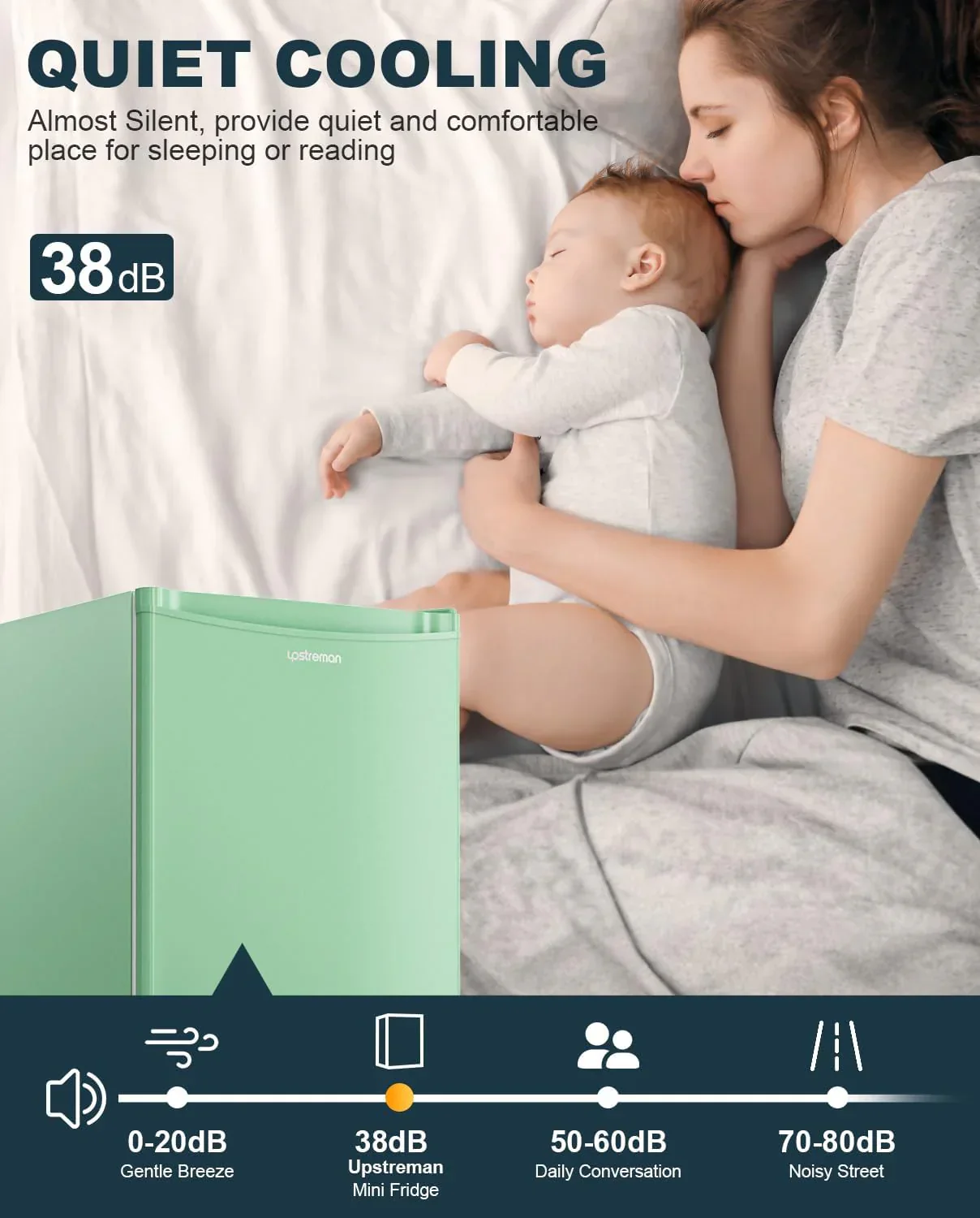 Upstreman 3.2 Cu.Ft Mini Fridge Freezer Single Door Fridge Dorm Fridge Adjustable Thermostat
