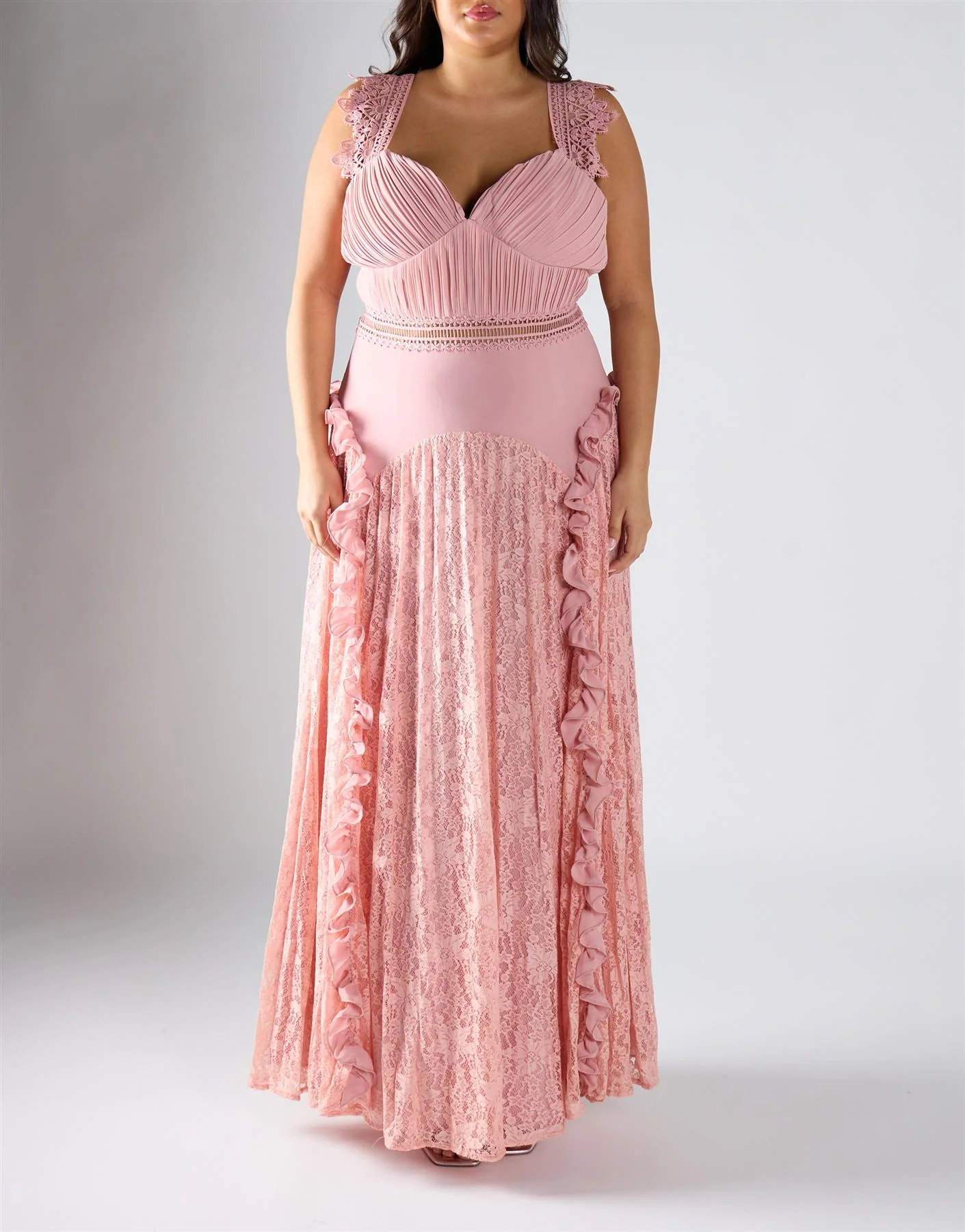 True Decadence  Curve Soft Nude A-Line Dress Maxi Dress