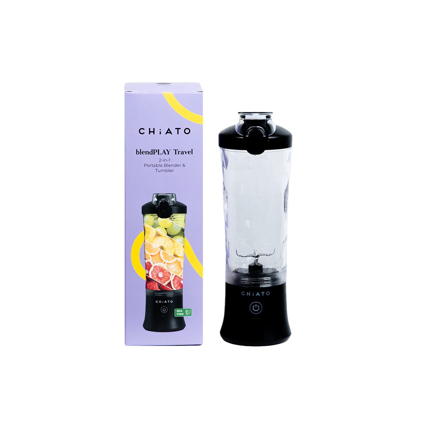 Akku-Smoothie-Maker CHiATO BlendPLAY Travel Blender - Schwarz