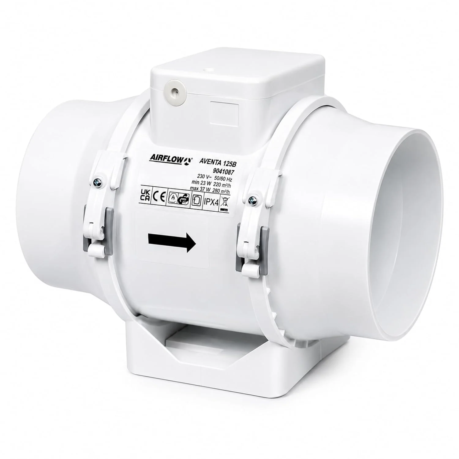 Airflow AV125T Inline-Rohrventilator 125 mm mit Timer, 280 m³/h