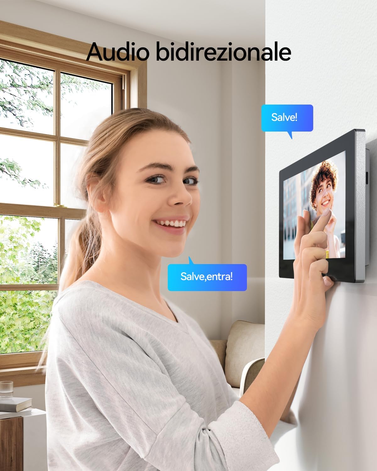 TMEZON Videocitofono Wifi Smart 2 Fili Video Citofoni M790,1080P monitor e Campanello Esterno con Telecamera,APP/Carta RFID Unloc,Rilevamento del Movimento Umano