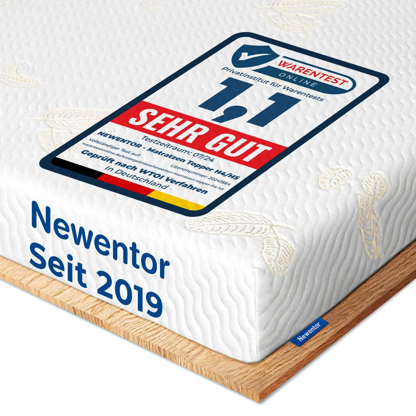 Newentor Ergo-Visco Matratzentopper mit Gel-Viscoschaum und abnehmbarem Bezug