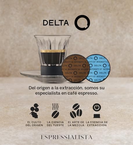 Delta Q   Macchina da caffè Rise   Nero   19 Bar a pressione   Sistema di estrazione inversa   2 tazze grandi e 4 piccole compatibili   20 capsule Intensità 14 e 10 capsule decaffeinato : Casa e cucina