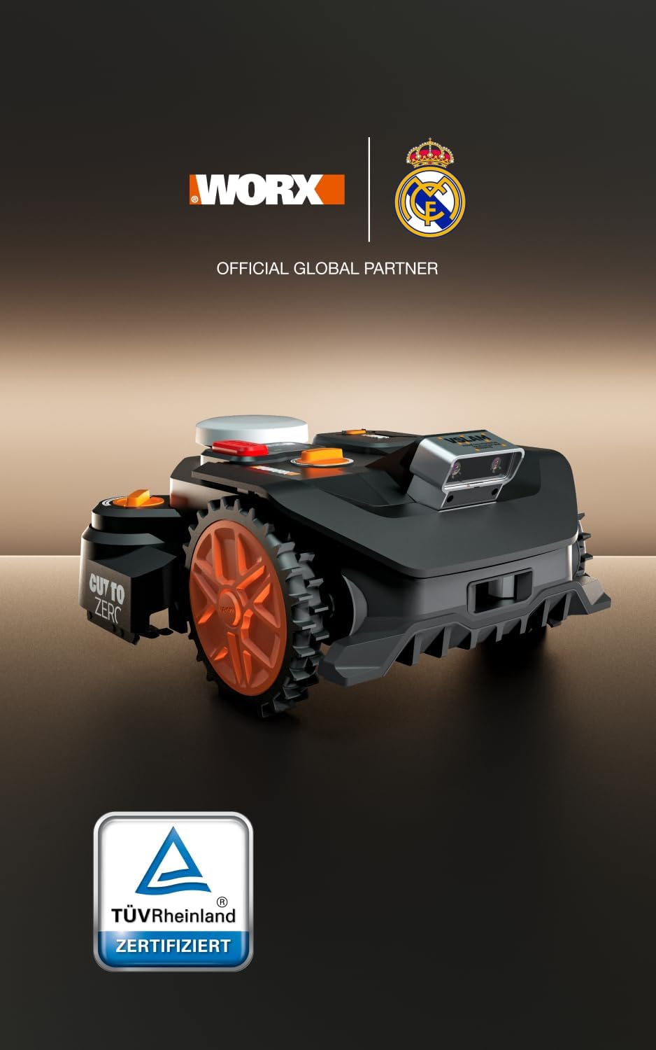 WORX Landroid Vision Cloud WR306E 2WD Mähroboter ohne Begrenzungskabel für 600 m² (KI-Hinderniserkennung, VSLAM+ RTK Cloud Navigation, Auto-Mapping, App-Steuerung, Cut-to-Zero)
