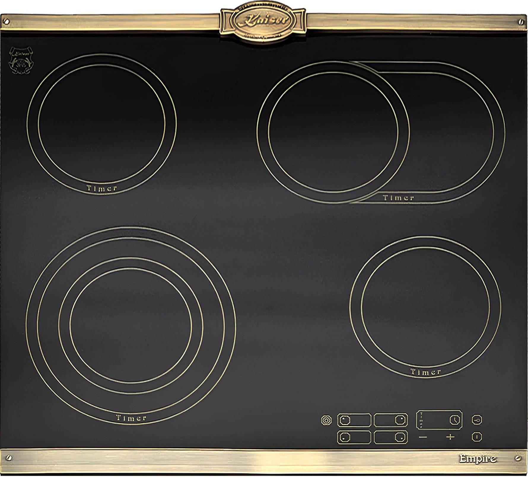 Elektro-Kochfeld Kaiser Empire Schwarze Glaskeramik KCT 6185 Em Autark Kochfeld 60 cm, Einbauherd 4 QuickHeat-Kochzonen Hi-Light, Ankoch-Elektronik, Restwärmeanzeige, Timer, Touch control